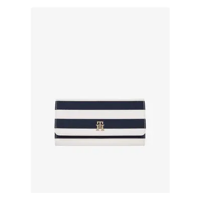 Blue and White Striped Women's Wallet Tommy Hilfiger Iconic LRG - Ladies