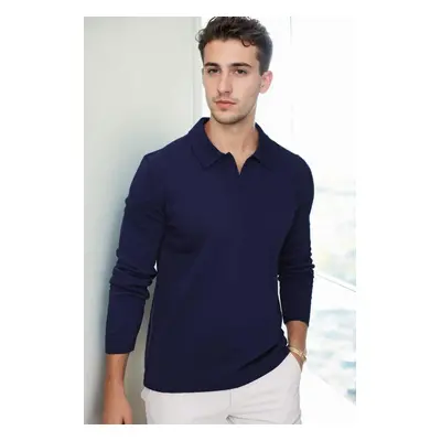 86813 Dewberry Polo Neck Long Sleeve Knitwear-Navy Blue