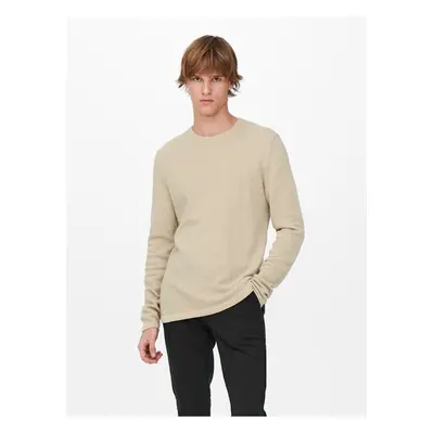 Beige men's basic sweater ONLY & SONS Panter - Men