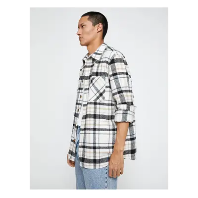 Koton Plaid Lumberjack Shirt Classic Cuff Collar Long Sleeve With Pocket