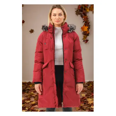 Z6774 DEWBERRY WOMEN'S COAT-PLAIN BURGUNDY