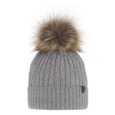 AGBO Woman's winter hat, grey merino wool Larida