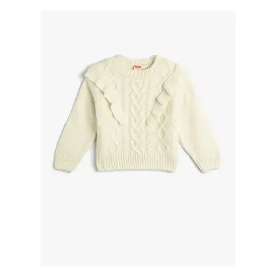 Koton Sweater Knitwear Soft Textured Ruffled Round Neck