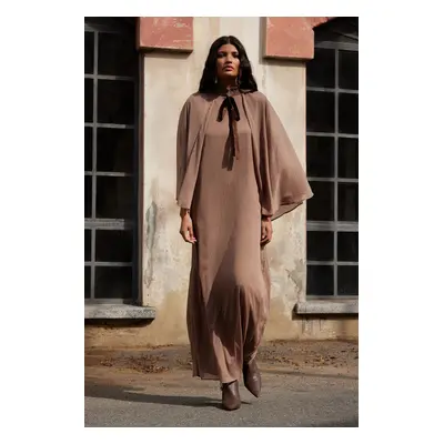 Trendyol X AI Mink Cape Ribbon Detail Dress