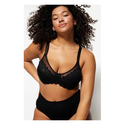 Trendyol Curve Black Balconette Lace Bra