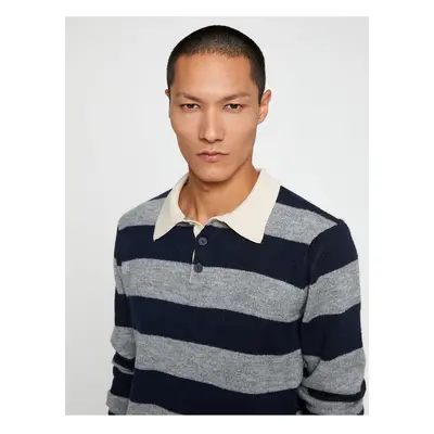 Koton Basic Knitwear Sweater Polo Collar Button Detailed