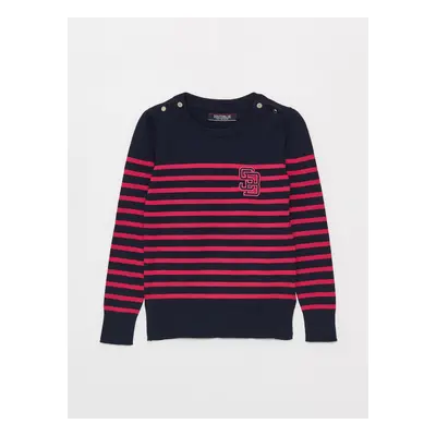 LC Waikiki Girls' Crew Neck Striped Long Sleeve Knitwear Sweater