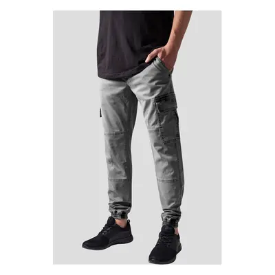 Washed Cargo Twill Jogging Pants Grey