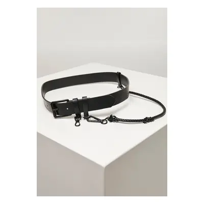 Imitation leather strap with key chain, black