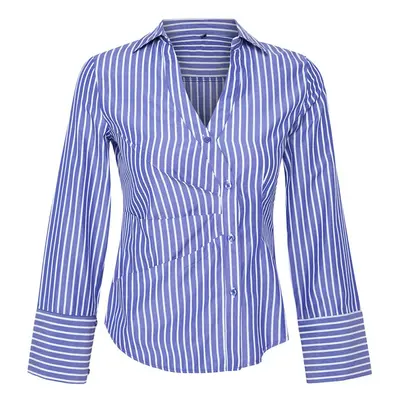 Trendyol Dark Blue Side Button Detailed Striped Regular Regular Fit Shirt