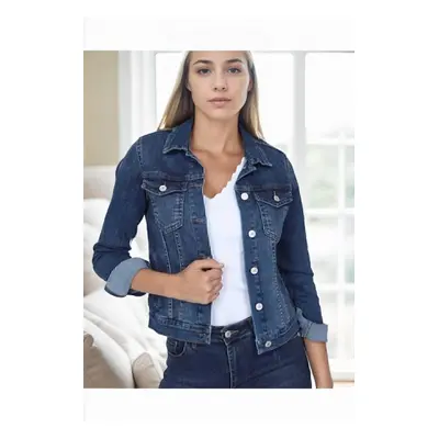 92584 Dewberry Womens Denim Jacket-DARK BLUE