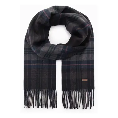 Ombre Men's Scottish check scarf with tassels - black-gray