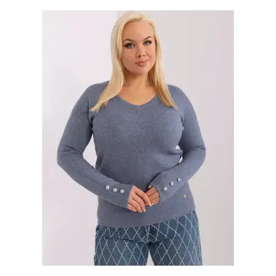 Teal plus size sweater with a neckline