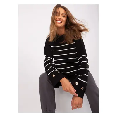 Black women's oversize striped sweater