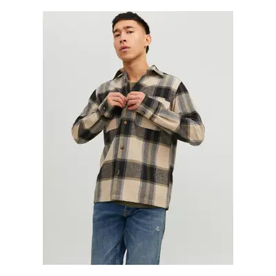 Beige Mens Plaid Shirt Jack & Jones Darren - Mens