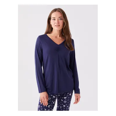 LC Waikiki V-Neck Plain Long Sleeve Women's Pajama Top