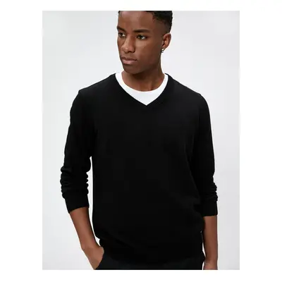 Koton Basic Sweater V-Neck Knitwear Slim Fit Long Sleeve