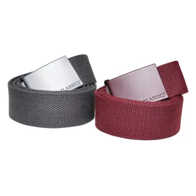 Colorful Canvas Belt with Buckle 2-Pack Bordeaux/Charcoal