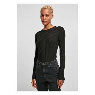 Women's ribbed long-sleeved knit black