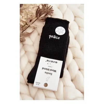 Women's warm socks with black lettering