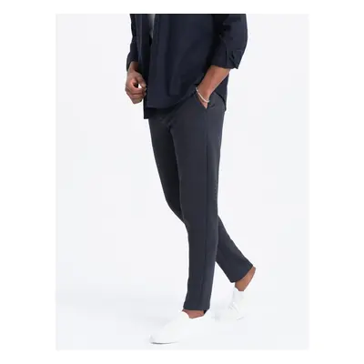 Ombre CARROT men's pants in structured two-tone knit - navy blue