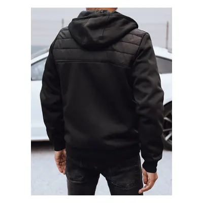 Men's transitional quilted jacket with hood black Dstreet