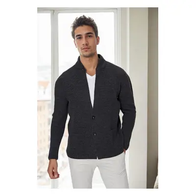 87095 Dewberry Mens Knitwear Cardigan-ANTHRACITE