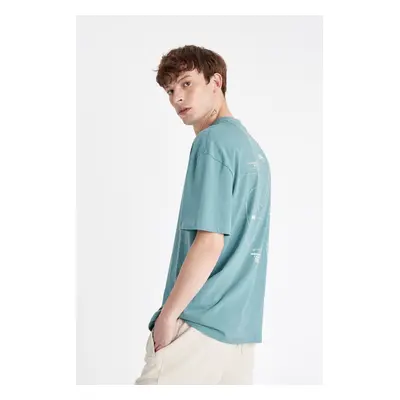 DEFACTO Comfort Fit Crew Neck Back Printed Short Sleeve T-Shirt