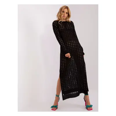 Black knitted beach dress with slits