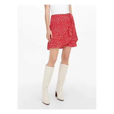 Red Women's Floral Wrap Skirt ONLY Olivia - Ladies