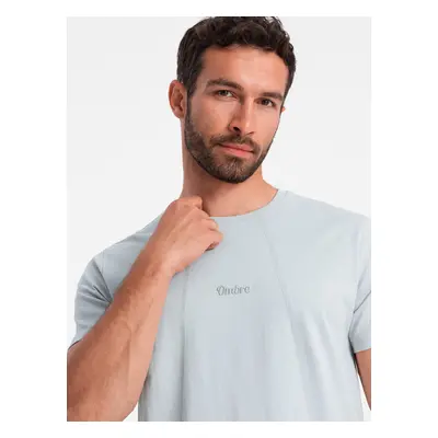 Ombre Men's cotton T-shirt with delicate embroidery - light grey