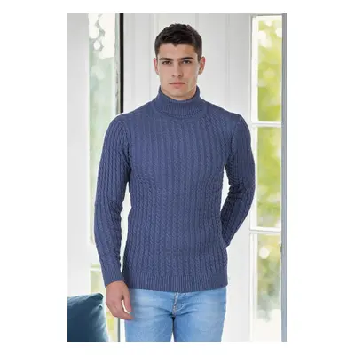 19295 Dewberry Turtleneck Mens Sweater-INDIGO