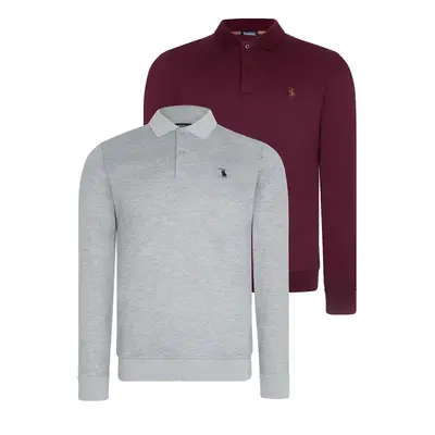 DOUBLE SET V4007 DEWBERRY MEN'S SWEATSHIRT-GREY-PURPLE