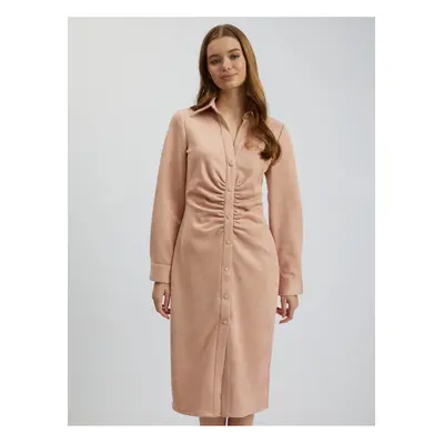 Orsay Light pink women's sheath dress in suede finish - Women