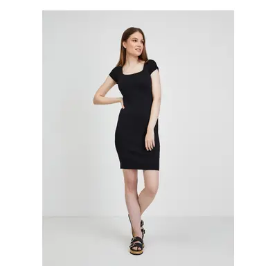 Black Women's Ribbed Sheath Dress Guess Charlotte - Women