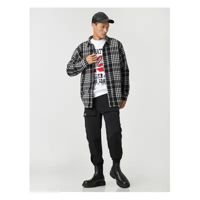 Koton Plaid Lumberjack Shirt Classic Cuff Collar Long Sleeve