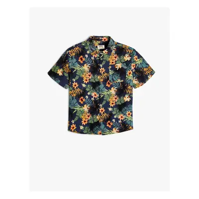 Koton Floral Viscose Shirt Short Sleeve One Pocket