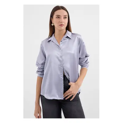 Bigdart Lightly Flowy Satin Shirt - Lilac