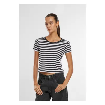 Women's short T-shirt with stripes white/black