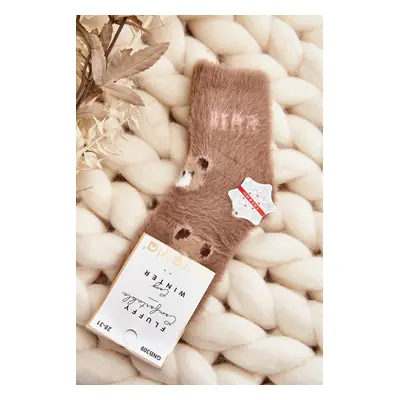 Children's fur socks with brown teddy bears