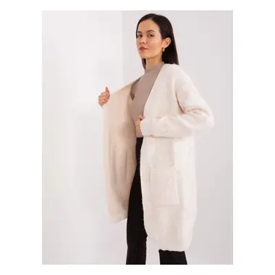 Light beige women's cardigan with viscose