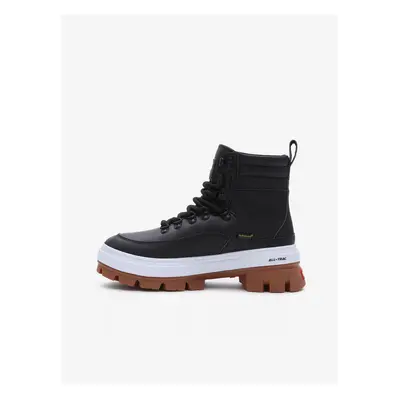 Black Women's Leather Winter Ankle Boots VANS Colfax Elevate - Women