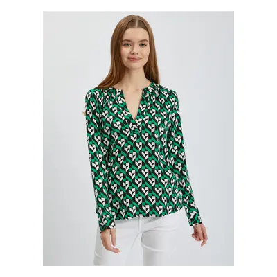 Orsay White-Green Ladies Patterned Blouse - Ladies