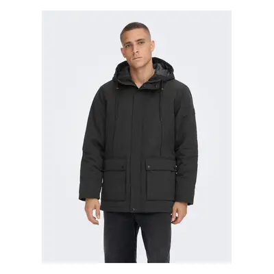 Men's Black Winter Jacket ONLY & SONS Jayden - Men