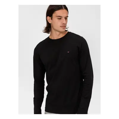 Tommy Hilfiger Men's Black T-Shirt Stretch Slim Fit Long Sleeve Tee - Men's