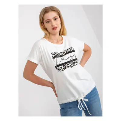 White cotton T-shirt with a larger size with a round neckline