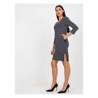 Navy and white striped sweatshirt dress by OCH BELLA