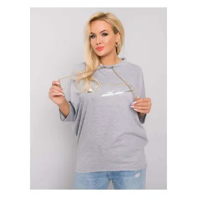 Oversized Gray Cotton Melange Blouse