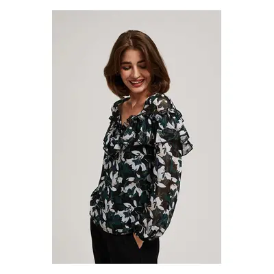 Shirt with ruffles and floral pattern