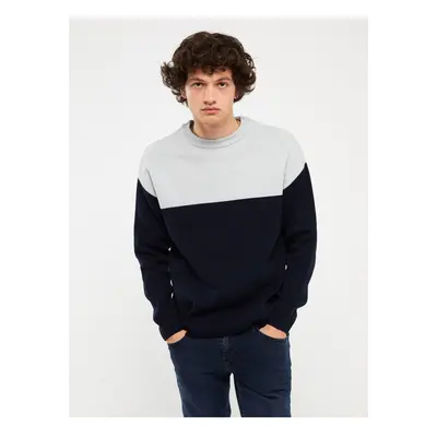 LC Waikiki Crew Neck Long Sleeve Color Block Men's Knitwear Sweater